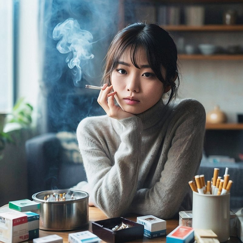 喫煙・タバコ・美女・美人・女性・人物　AI画像生成、無料（フリー写真・フリー素材・フリー画像）01