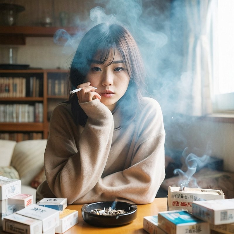 喫煙・タバコ・美女・美人・女性・人物　AI画像生成、無料（フリー写真・フリー素材・フリー画像）03