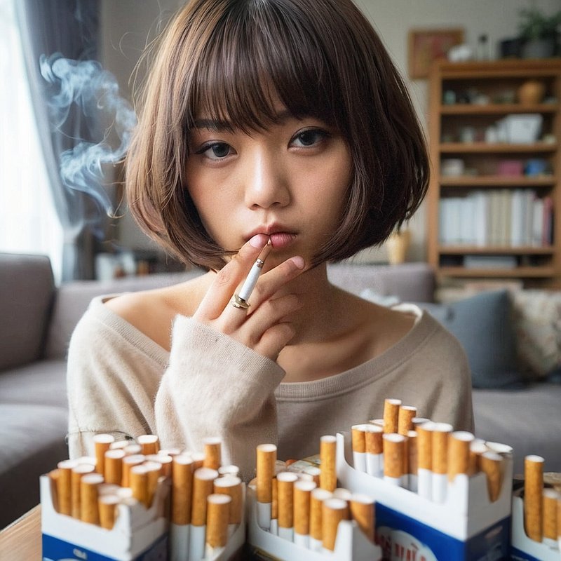 喫煙・タバコ・美女・美人・女性・人物　AI画像生成、無料（フリー写真・フリー素材・フリー画像）04