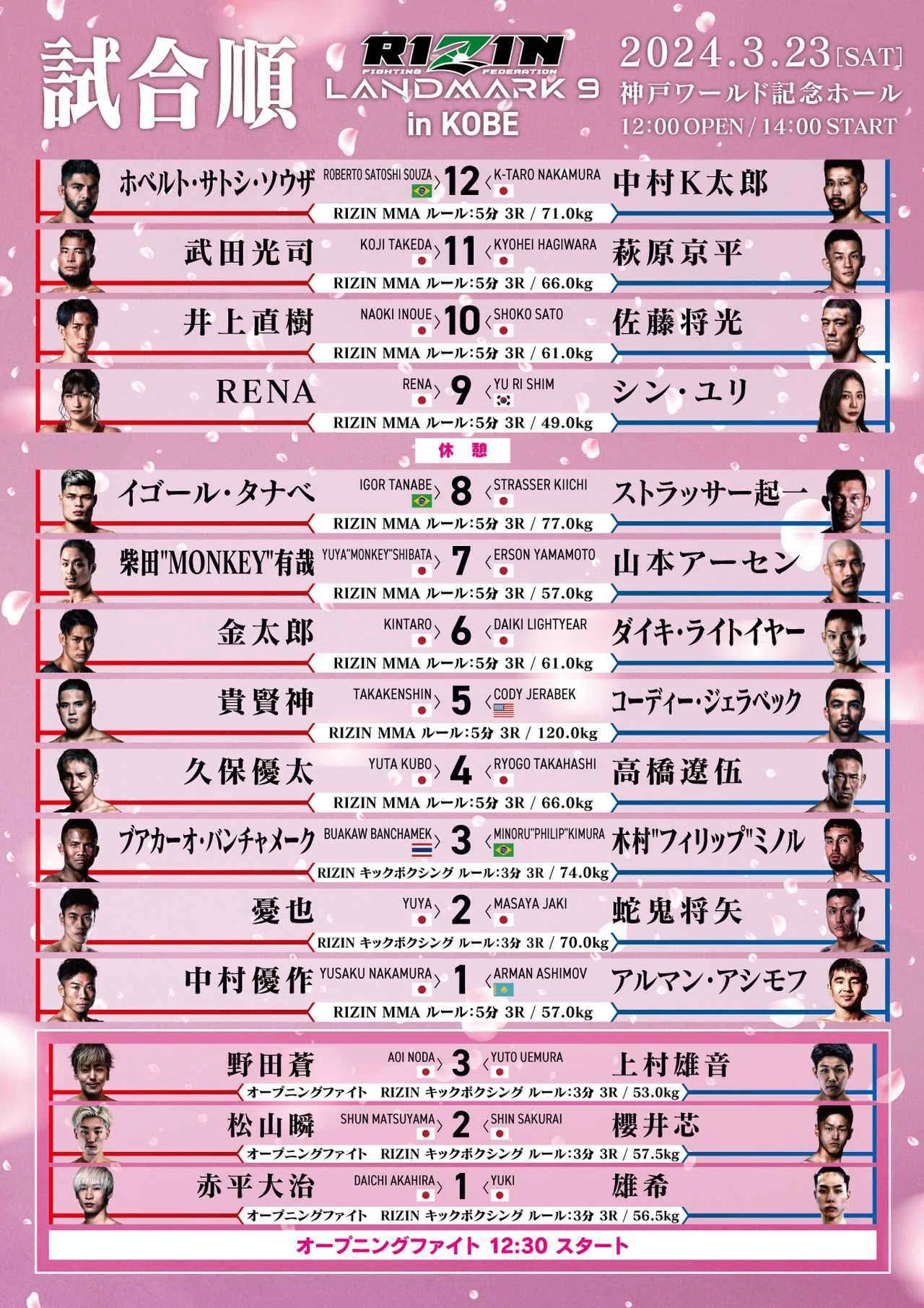167 RIZIN LANDMARK 9 全選手入場曲・煽りV使用曲｜ムッシュ monsieur