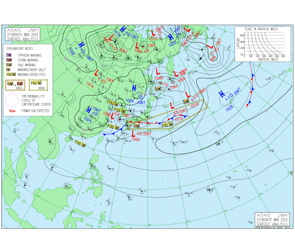 03時の実況天気図