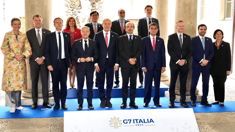 G7イタリア 産業・技術・デジタル大臣会合に出席する河野大臣の写真