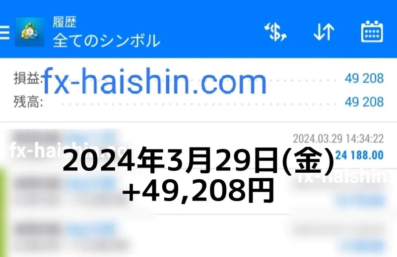 【2024年3月29日】+49,208円｜FX配信