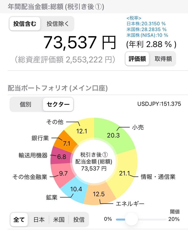 配当管理アプリ画面