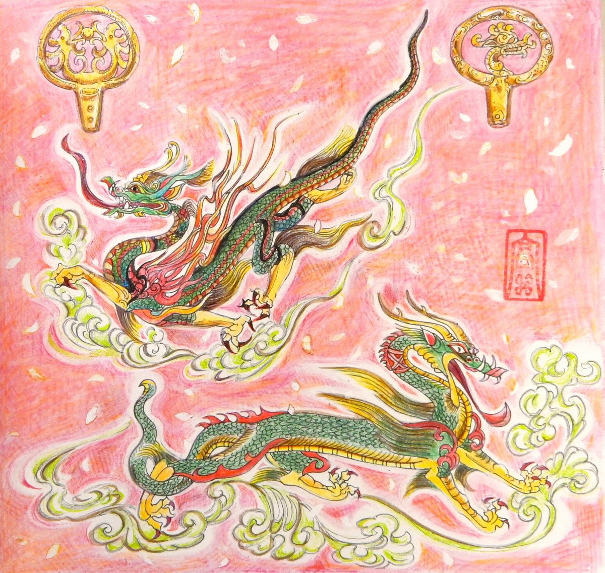 辰】龍尽くしカレンダー4月・春の龍｜巳白 