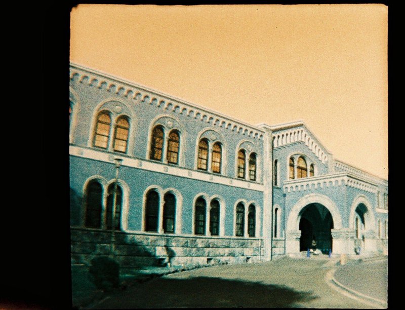 一橋大学東本館（昭和4年築）Diana Miniで撮影。
