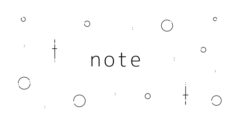 noteの文字と幾何学的な丸のイラスト