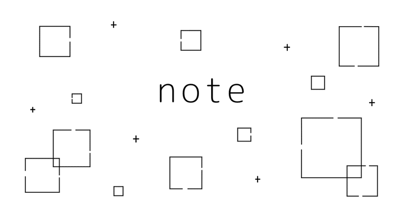 noteの文字と幾何学的な四角のイラスト
