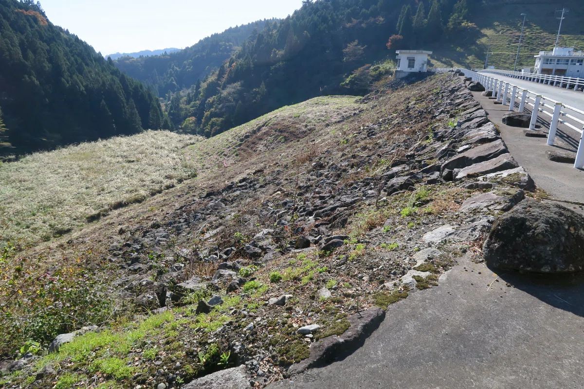 大倉川農地防災ダム 静岡県 堤体正面 ロックフィルダム