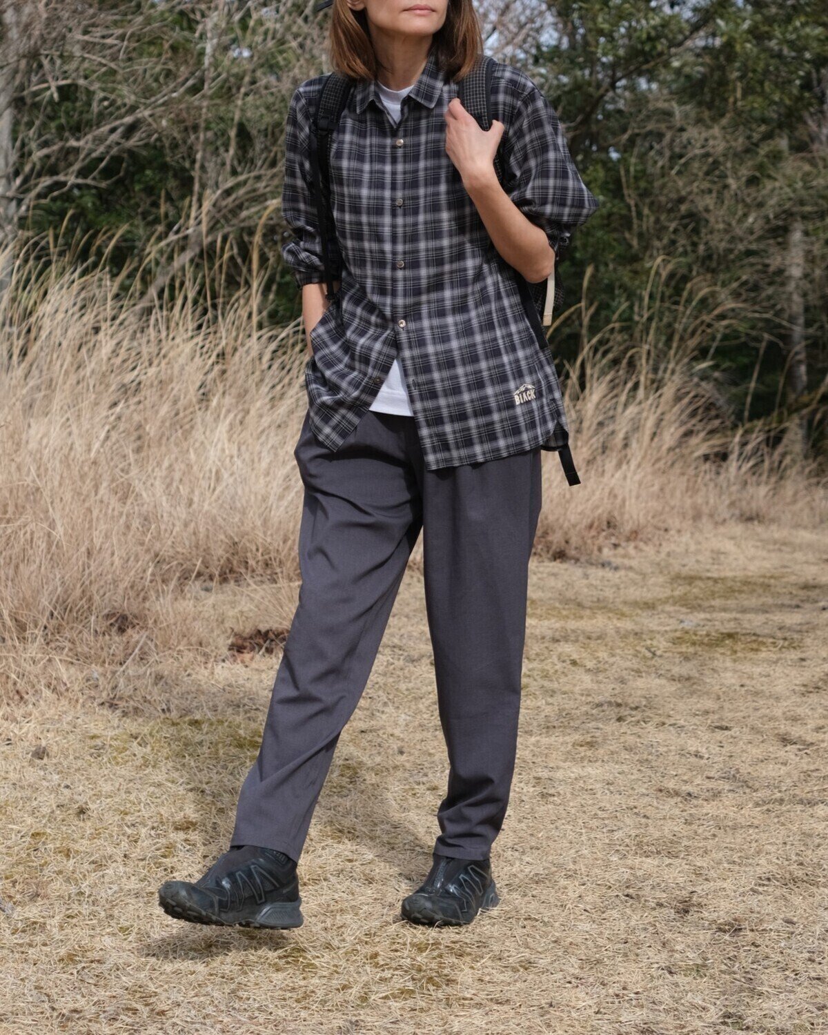 これがNew登山スタイル。Relax Tapered PantsとHybrid Merino Shirt 