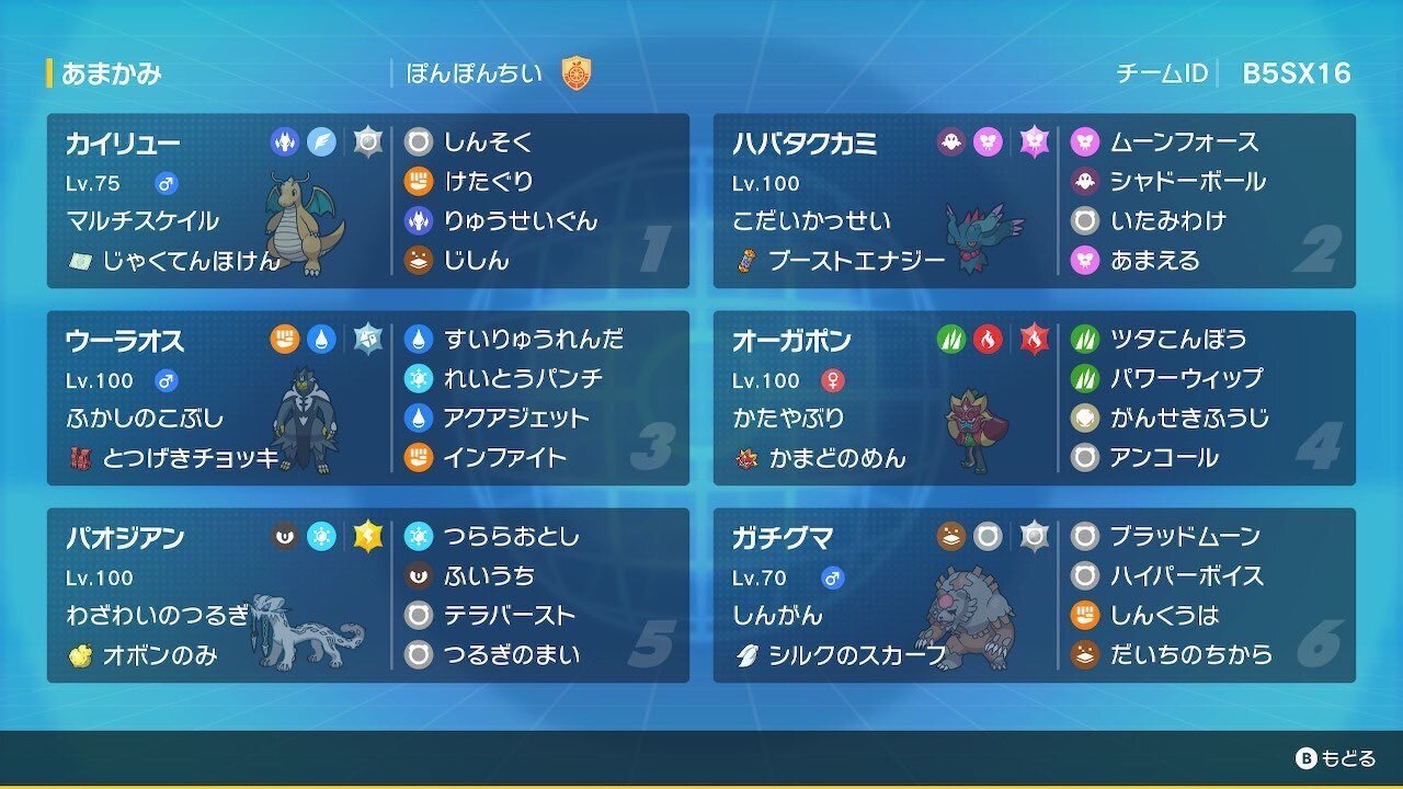 ポケモンSV】ビッグ特盛甘辛6【シーズン16最終668位】｜スミス