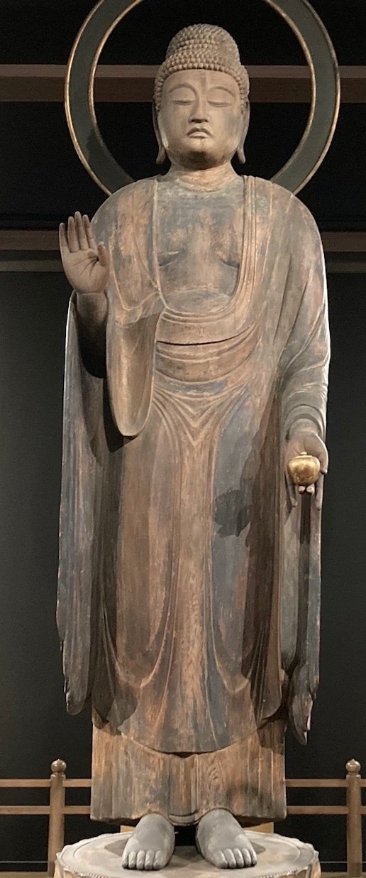 最高級 木彫り 仏像 薬師如来三尊 （日光菩薩 薬師如来 月光菩薩）立像