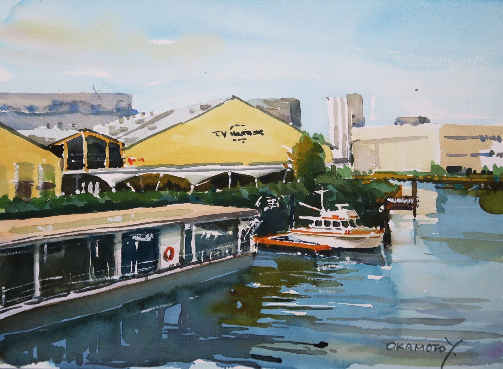 運河沿いぶらぶら -東京・天王洲アイル-／海辺の水彩画｜海の音 - umi