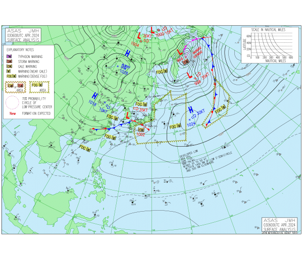 15時の実況天気図