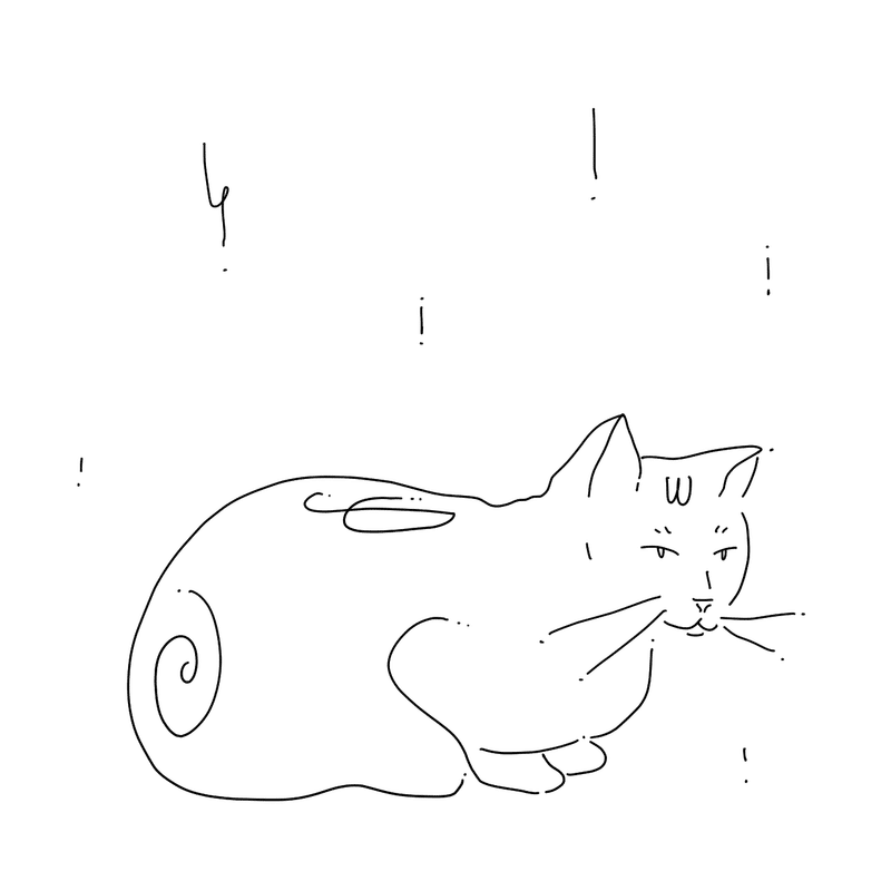 静かに座っている和風の猫のイラスト
