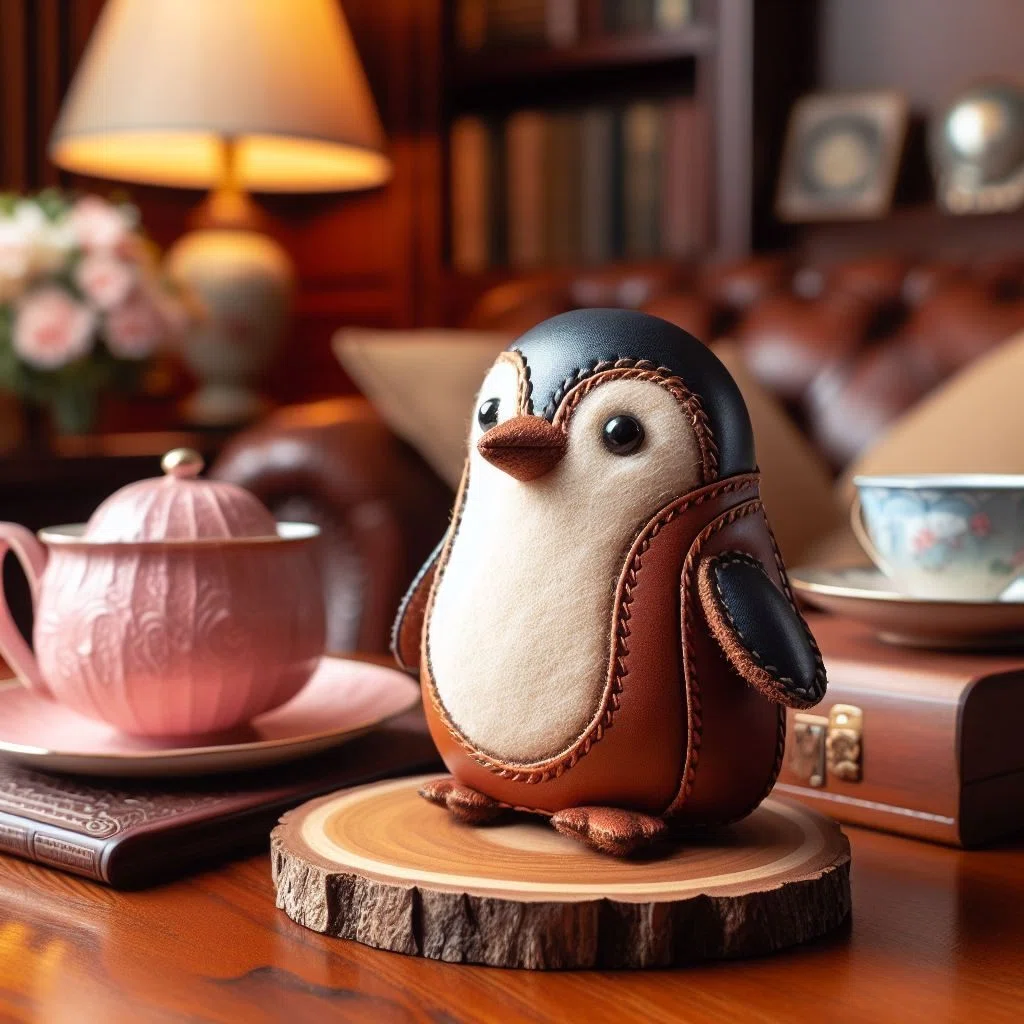 皮革工芸品 de ペンギン @Bing＋プロンプト｜茜町春彦