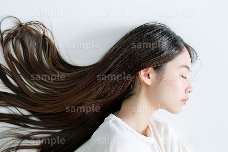 【黒髪ロングヘア美女】フリー素材3枚セット｜美容広告・ヘアスタイル・トリートメント・女性のイメージ画像に｜FREE