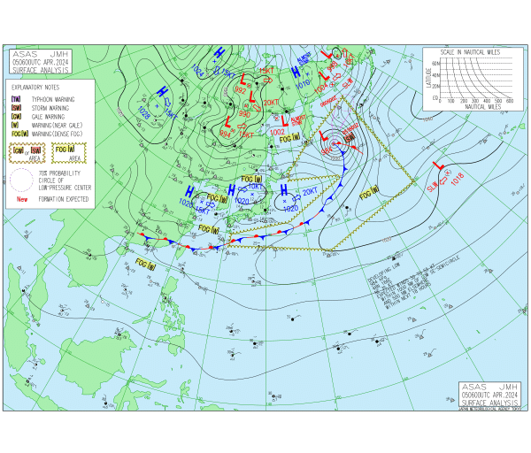 15時の実況天気図