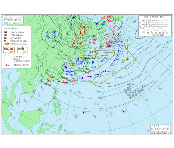 21時の実況天気図