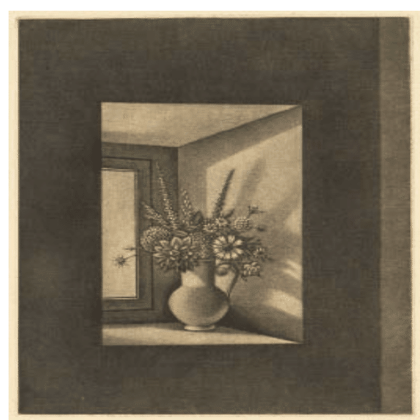 長谷川潔】 銅版画 / マニエルノワール「窓辺の花瓶」 査定 買取 致し