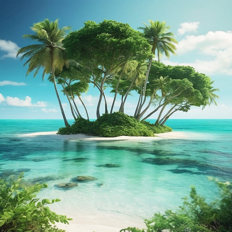 無人島・風景・海・美しい・自然・癒やし　AI画像生成、無料（フリー写真・フリー素材・フリー画像）01