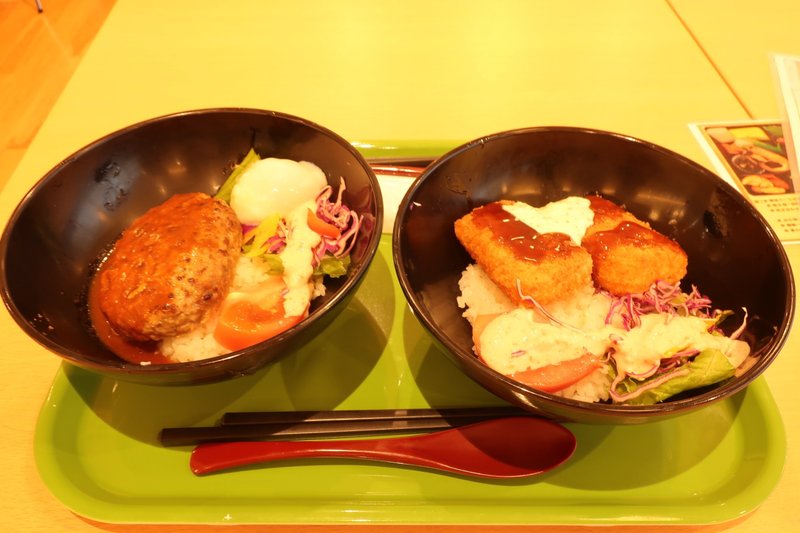 エビカツ丼とロコモコ