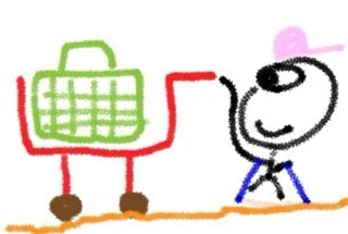 カートを前方に買い物!
