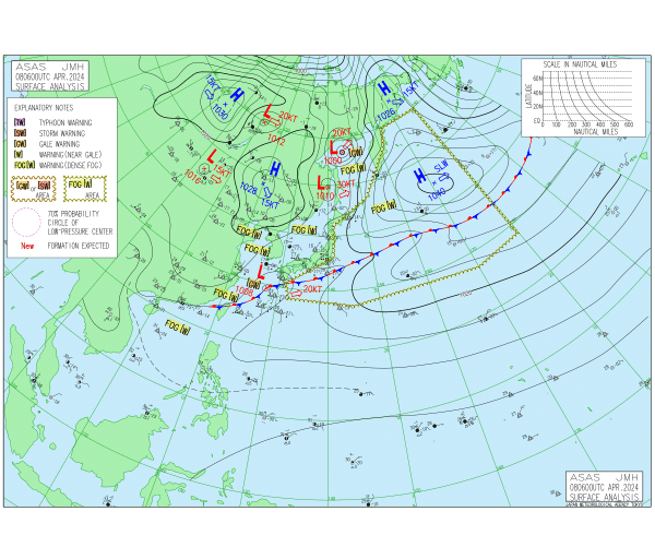 15時の実況天気図