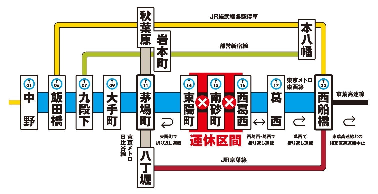 お知らせ】東西線の一部区間を運休します（5/11・5/12）｜TOKYO