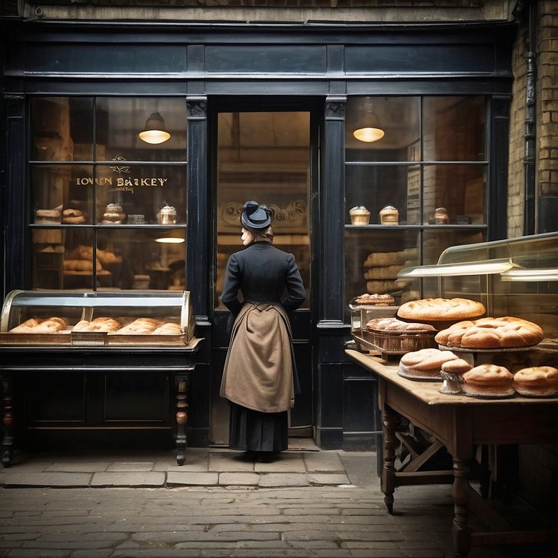 パン屋,フリー写真,ロンドン,1900年代,AI画像生成,無料（フリー素材,フリー画像）05