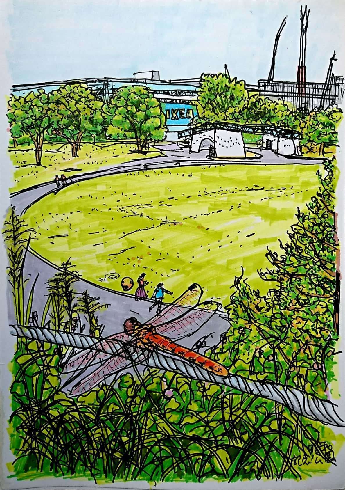 私のスケッチポイント／作品紹介あれこれ＞立川市・花みどり文化