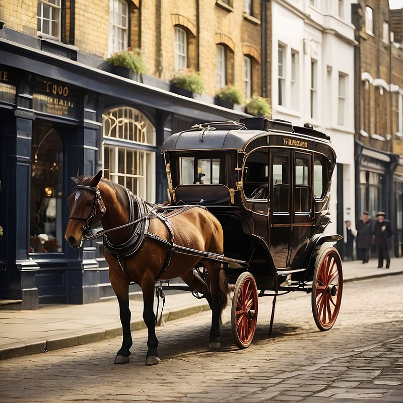 馬車・ロンドン・1900年代　AI画像生成、無料（フリー写真・フリー素材・フリー画像）
