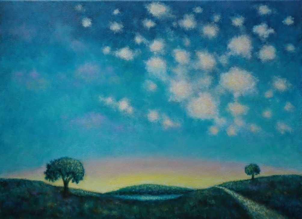 【夕刻の秋】アクリル画 F6 風景画 絵画 夕刻の秋】アクリル画 F6 風景画 絵画