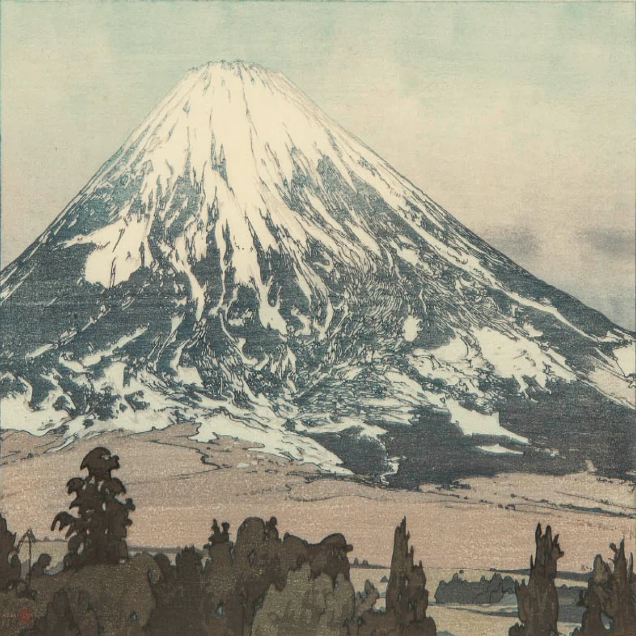 吉田博】 木版画 「冨士山 御殿場」 査定 買取 致します。｜井浦歳和