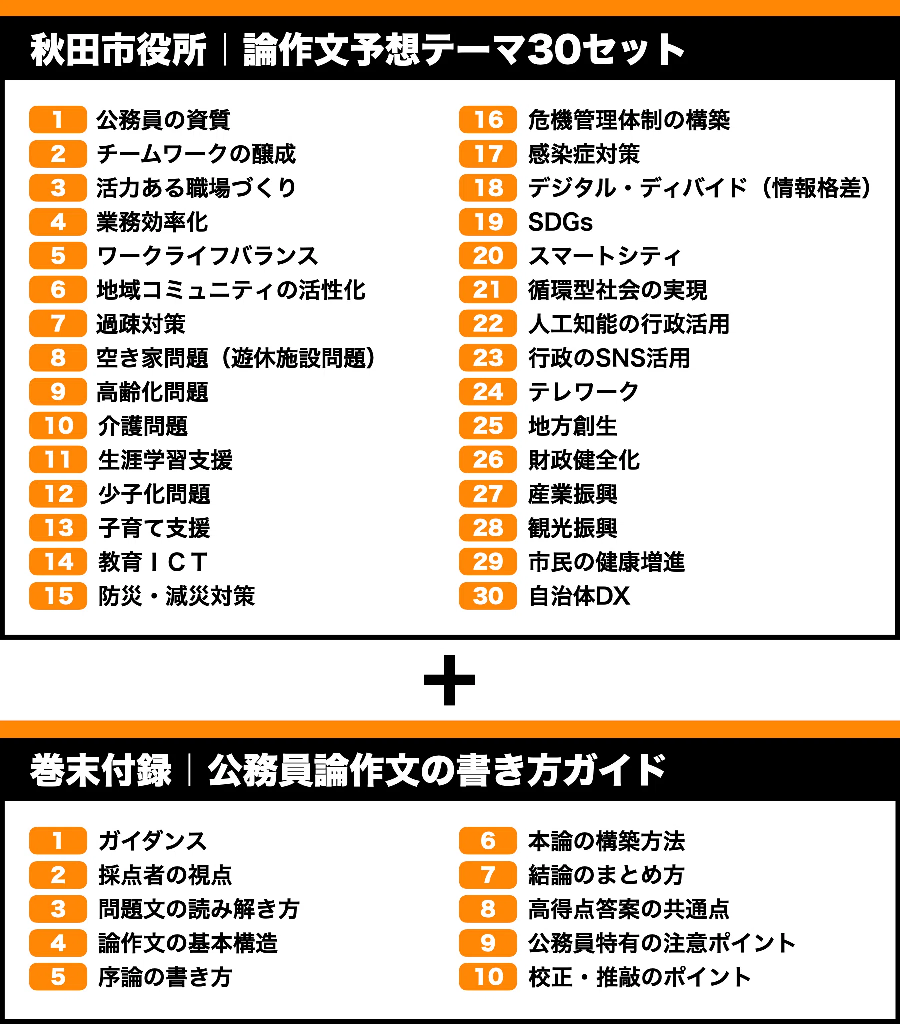秋田市役所】論文予想テーマ模範解答30セット【作文・小論文対策