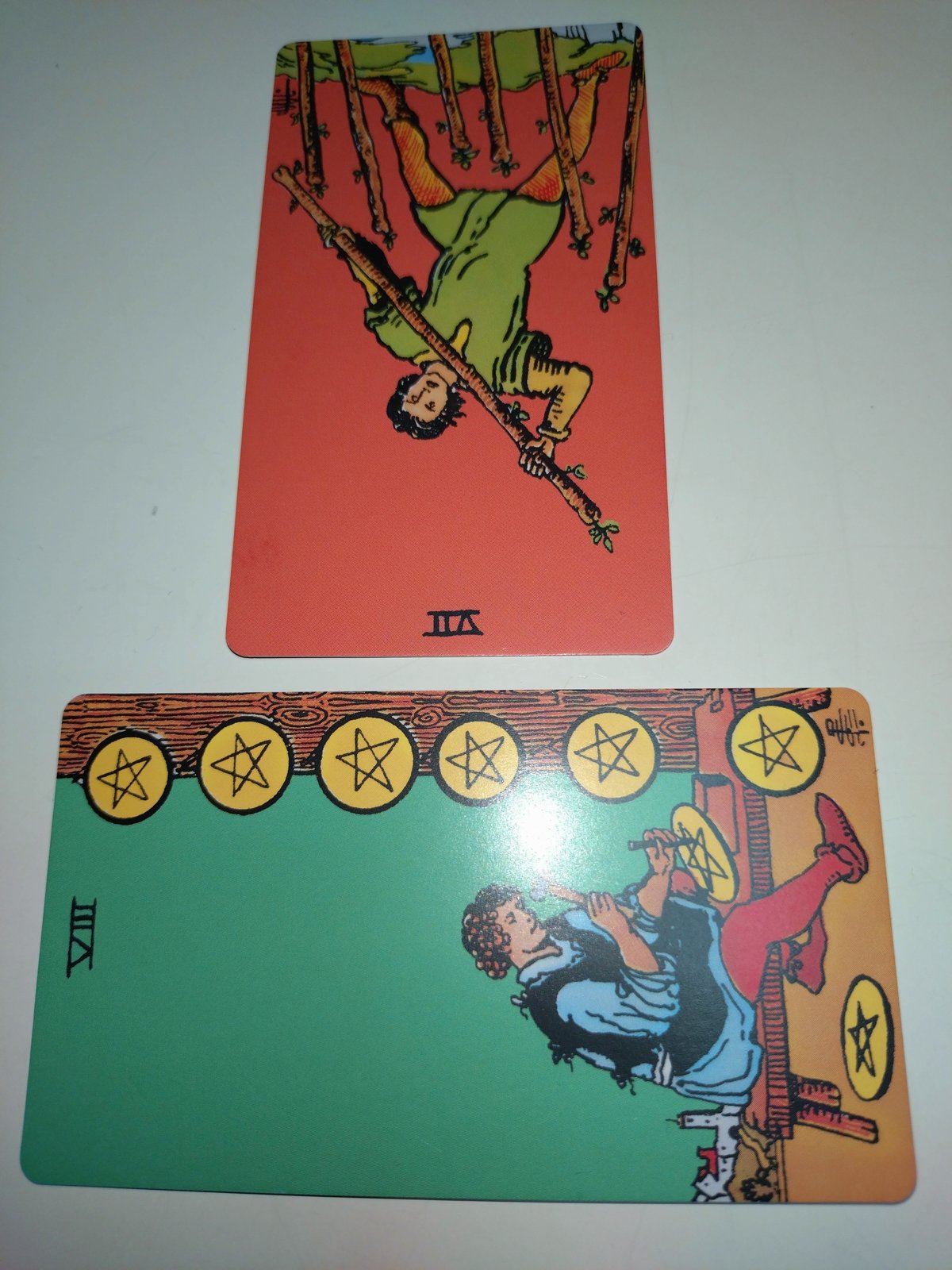 今日の振り返り【杖の７（逆）・コインの８】タロットカード｜山薄荷