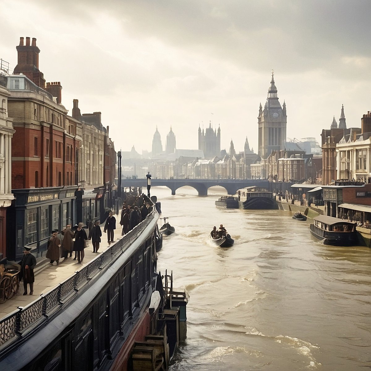 テムズ川,フリー写真,ロンドン,1900年代,AI画像生成,無料（フリー素材,フリー画像）04