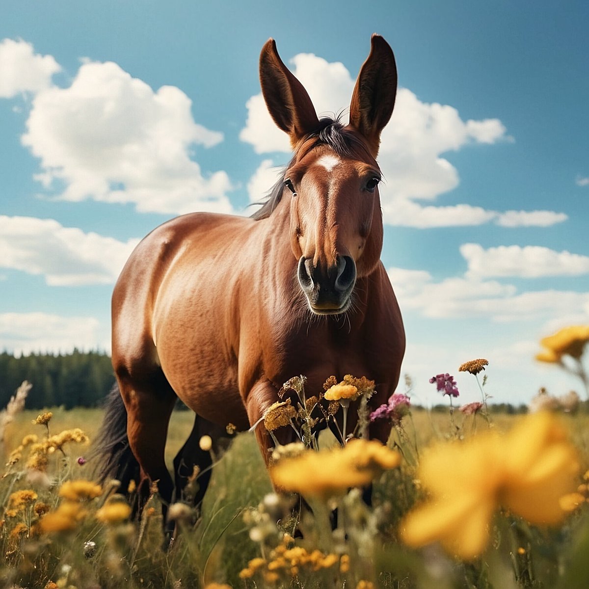 馬,フリー写真,うさぎの耳,動物,生き物,AI画像生成,無料（フリー素材,フリー画像）03