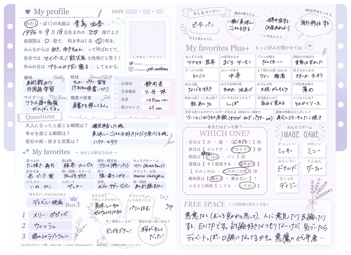 プロフィール帳を書いてみた！｜yuki in France