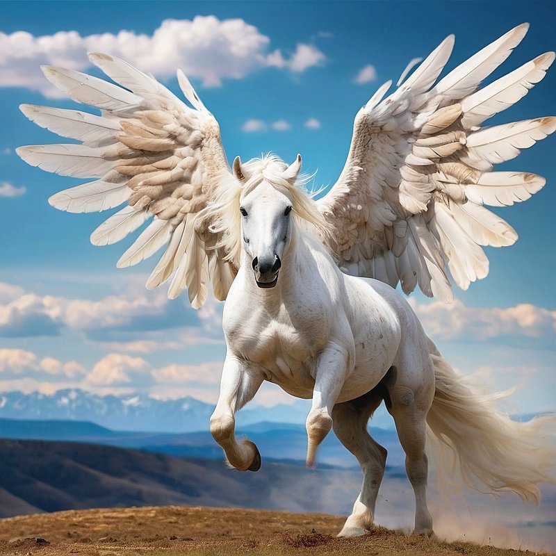 白馬,フリー写真,馬,鷲の羽,動物,生き物,AI画像生成,無料（フリー素材,フリー画像）01