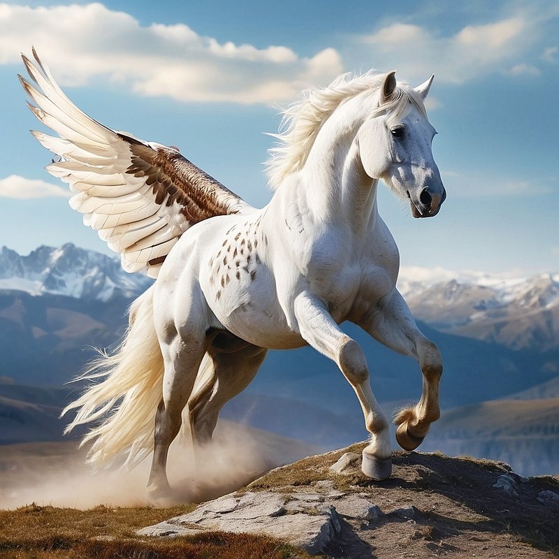 白馬,フリー写真,馬,鷲の羽,動物,生き物,AI画像生成,無料（フリー素材,フリー画像）02