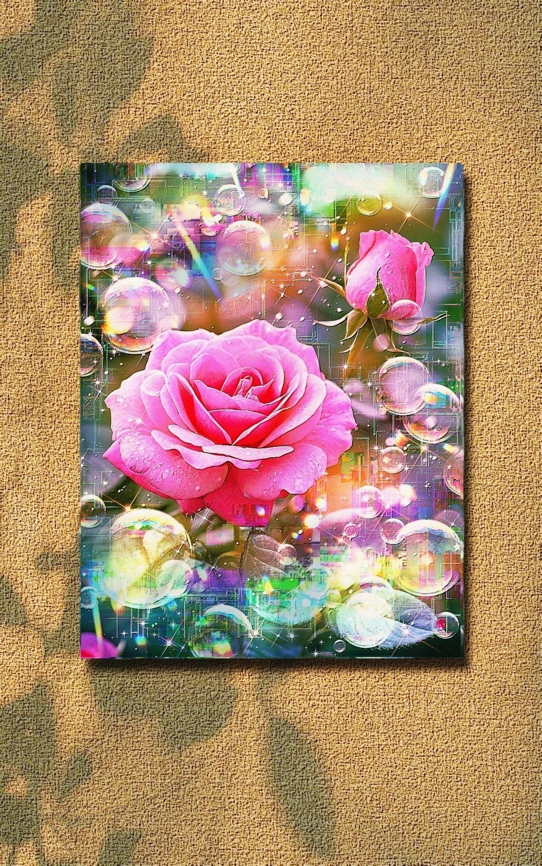 デザイン アート　ピンクの薔薇　切り絵　美　内なる宇宙　潜在意識 作品: a-2223 幻想的な春の愛 Celestial Rosebud｜T_GAI(戒)