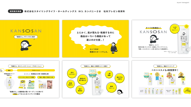 株式会社株式会社スタイリングライフ・ホールディングス BCL カンパニーさまの資料デザイン実績。社内プレゼン用資料。