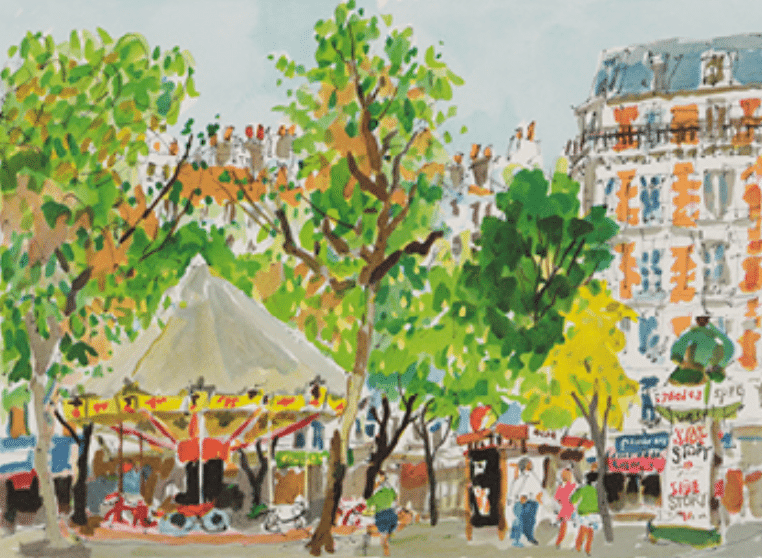 児玉幸雄】 版画 / リトグラフ「街の遊園地」 査定 買取 致します