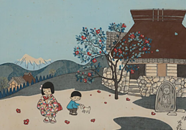 谷内六郎】 版画 / 木版「冬のシャボン玉」 「椿」 査定 買取 致します