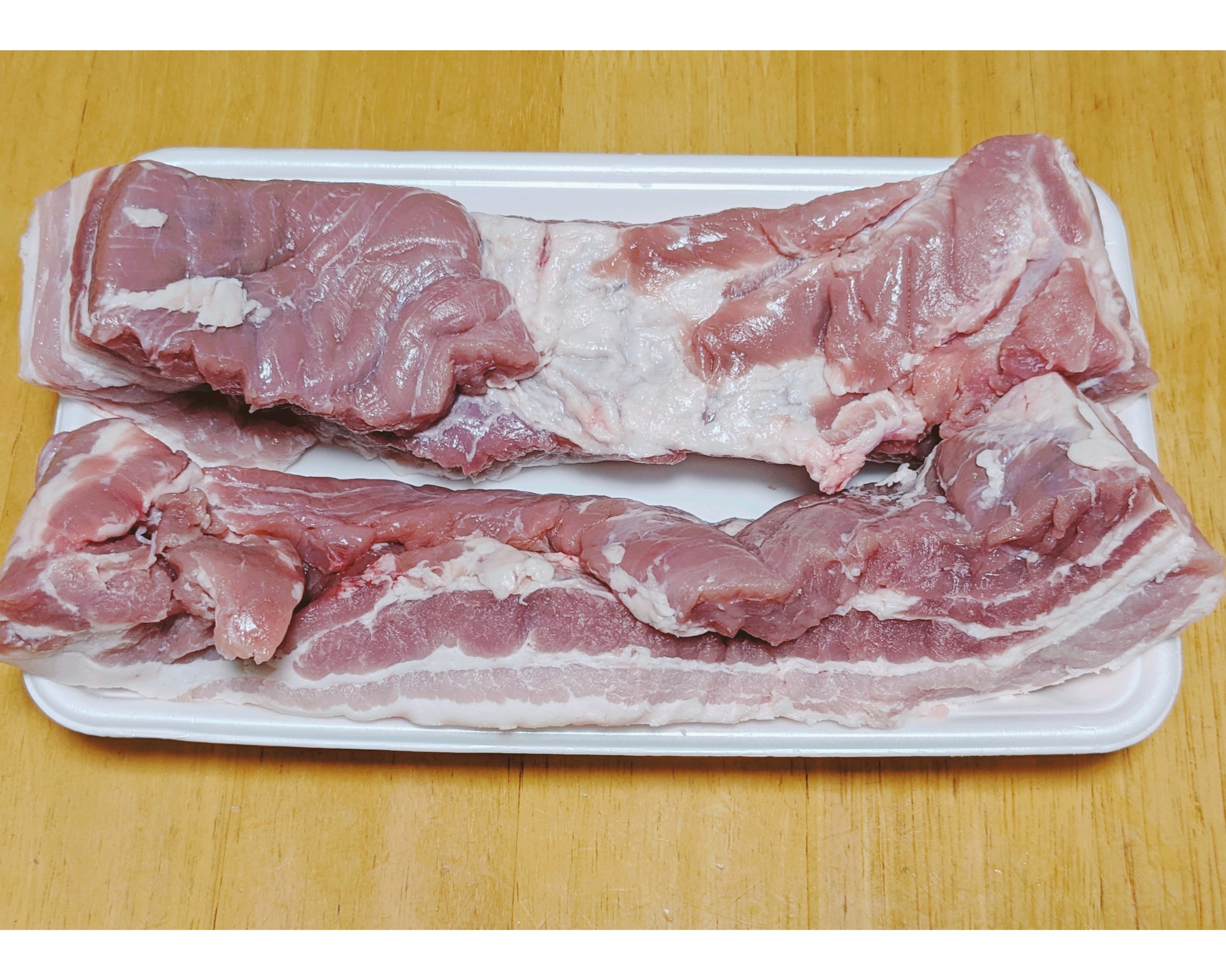 ワタクシ的、掘り出し物の豚のバラ肉(ブロック)で作って失敗直前で