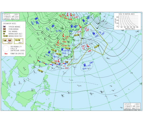 03時の実況天気図