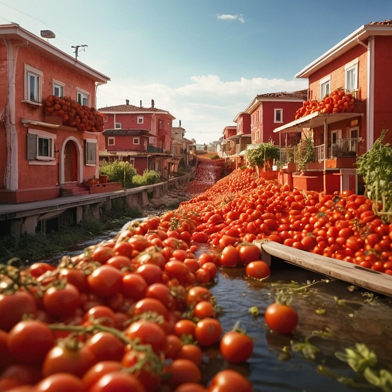 トマト,フリー写真,（4枚）,トマトの町,トマトの街,AI画像生成,無料（フリー素材,フリー画像）03
