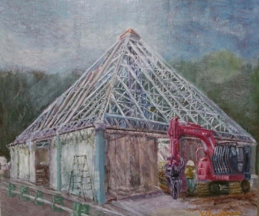 水彩画 抜海駅舎 F10号サイズ ニケリオン】震災後11枚目の絵画 (F10号)を描いた時の感想