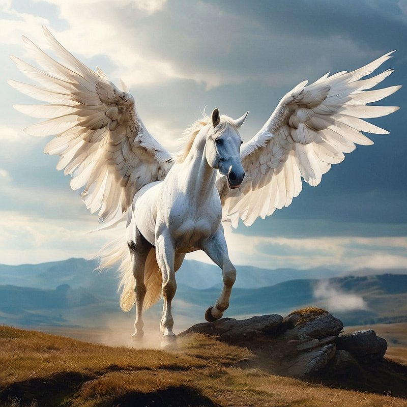 白馬,フリー写真,馬,鷲の羽,動物,生き物,AI画像生成,無料（フリー素材,フリー画像）06